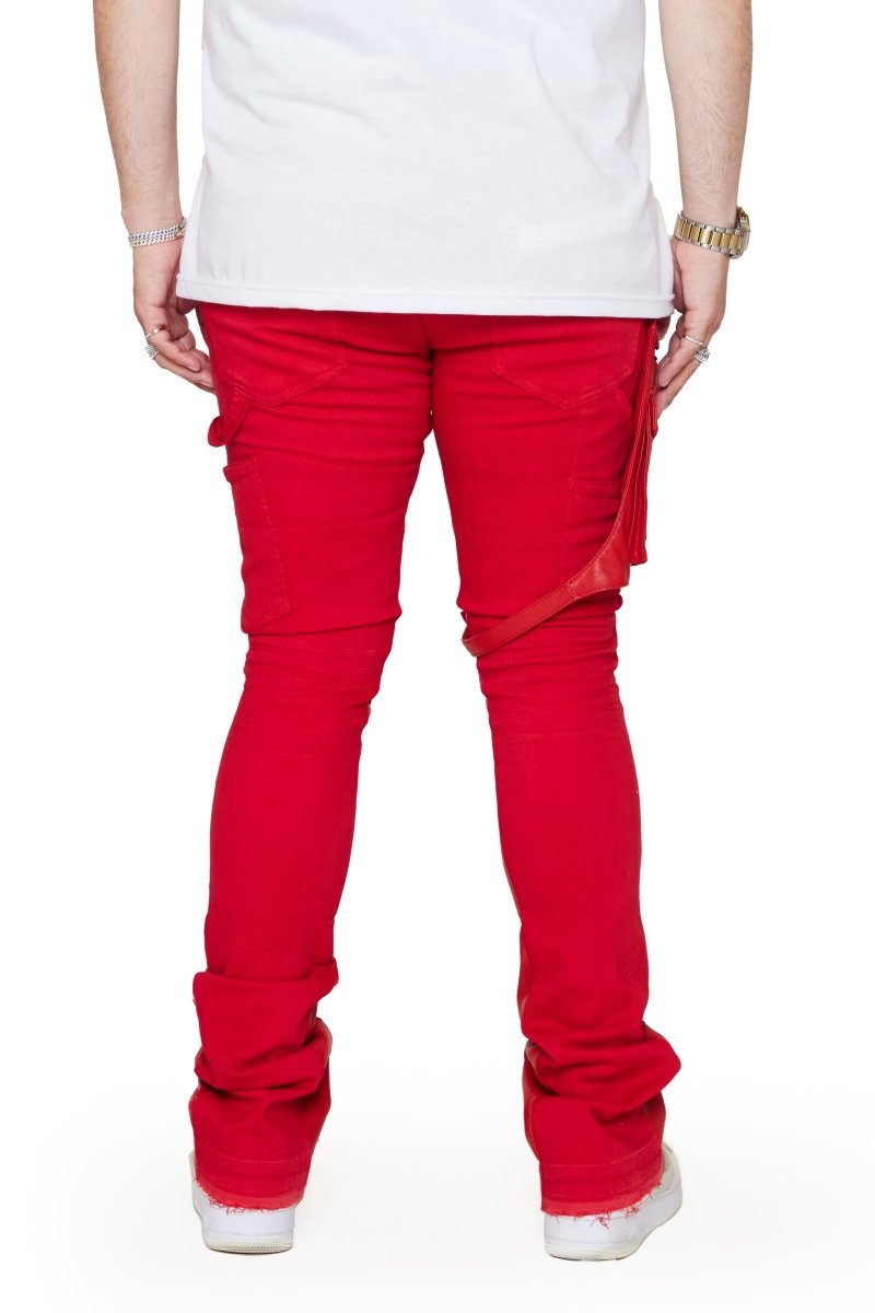 “DAPPER” STACKED FLARE JEAN RED WASHED - Valabasas