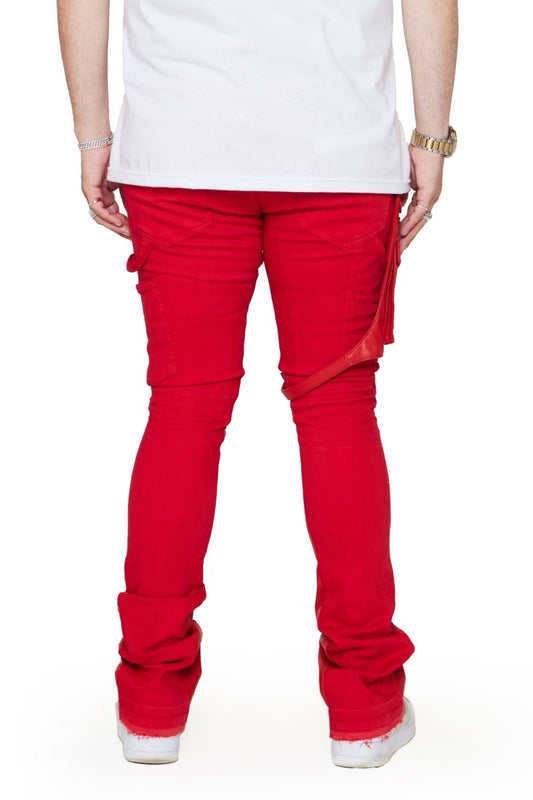 “DAPPER” STACKED FLARE JEAN RED WASHED - Valabasas