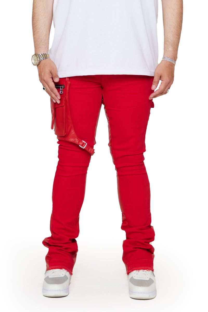 “DAPPER” STACKED FLARE JEAN RED WASHED - Valabasas