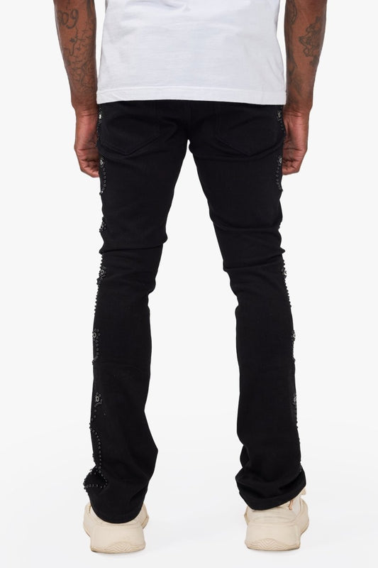 Dat Jet Black Stacked Jeans - Valabasas