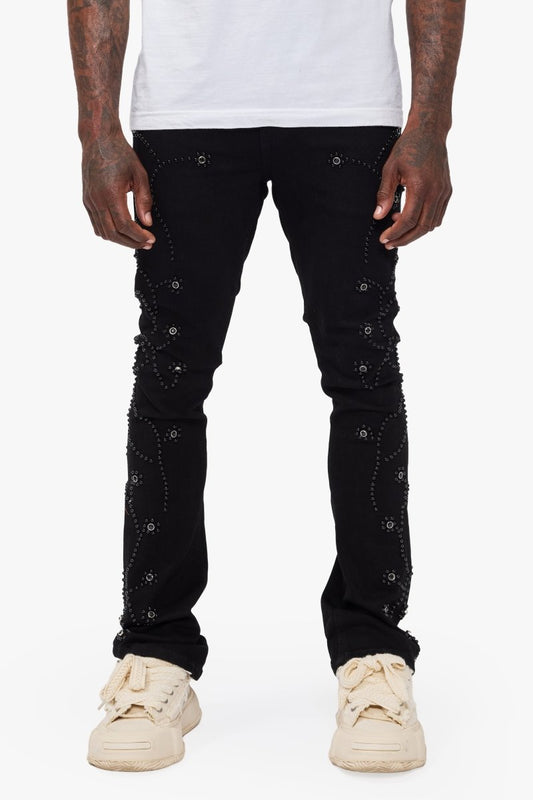 Dat Jet Black Stacked Jeans - Valabasas