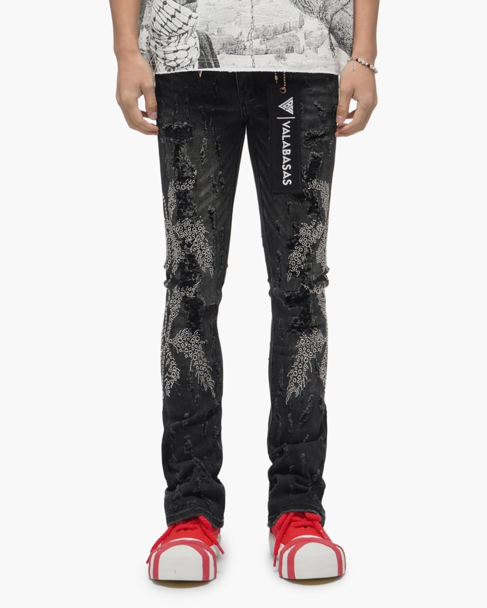 Davenport Black Wash Stacked Jeans - Valabasas