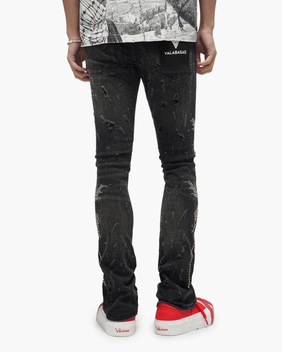 Davenport Black Wash Stacked Jeans - Valabasas