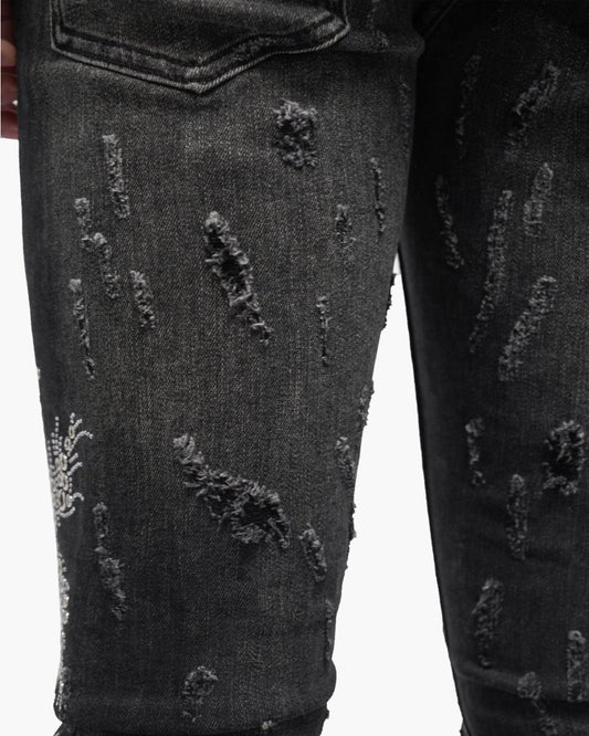 Davenport Black Wash Stacked Jeans - Valabasas