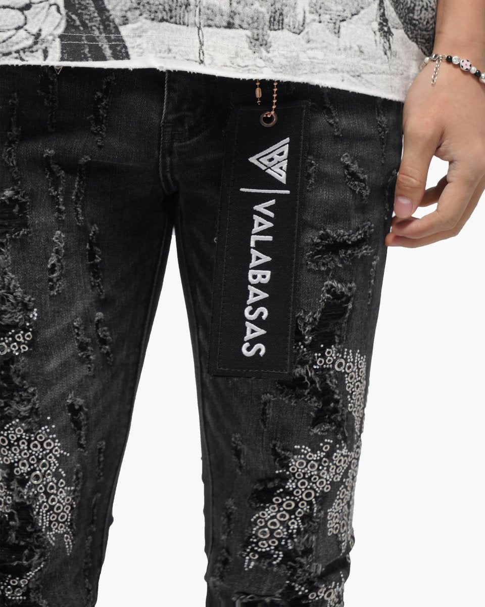 Davenport Black Wash Stacked Jeans - Valabasas