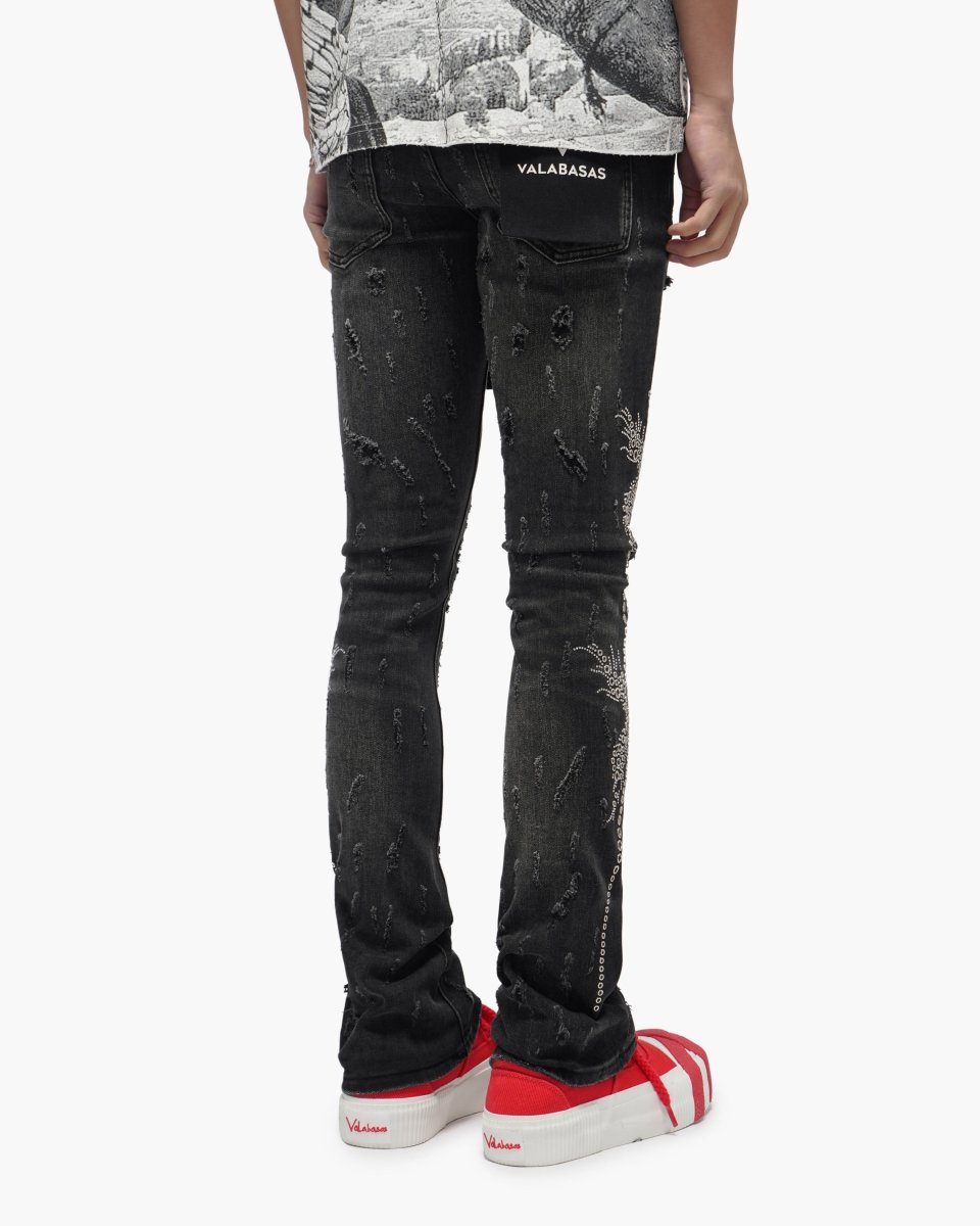 Davenport Black Wash Stacked Jeans - Valabasas