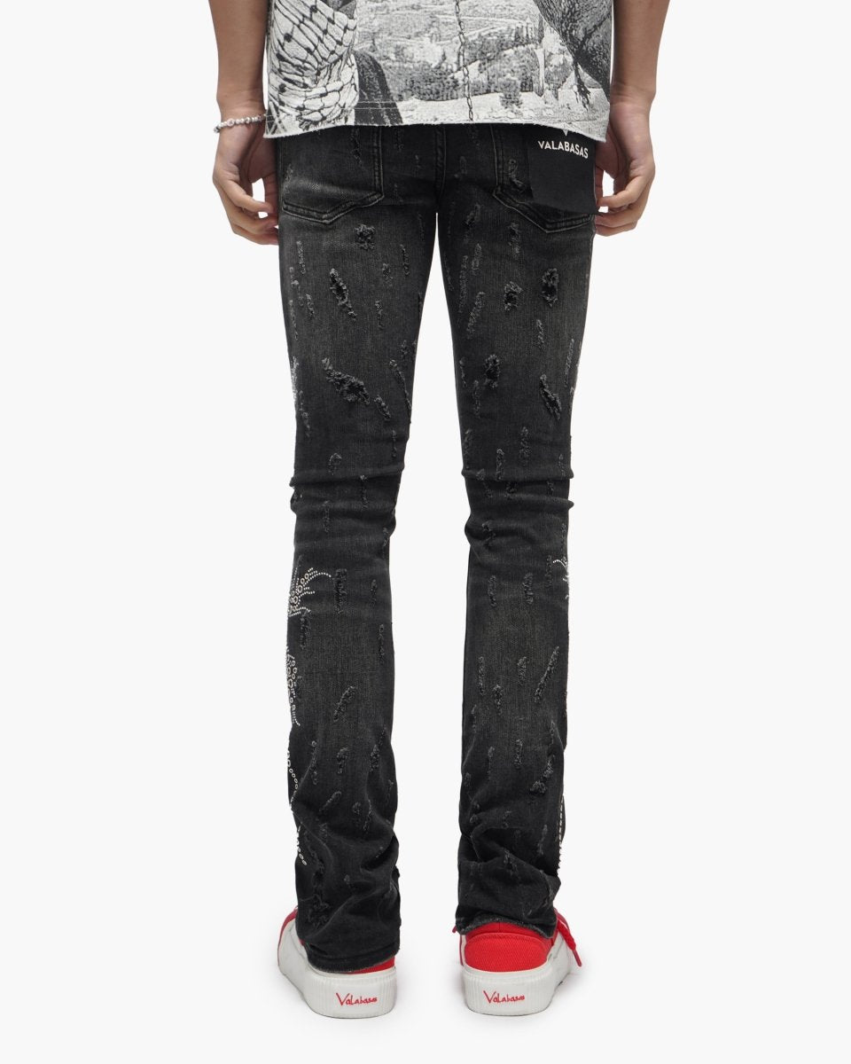 Davenport Black Wash Stacked Jeans - Valabasas