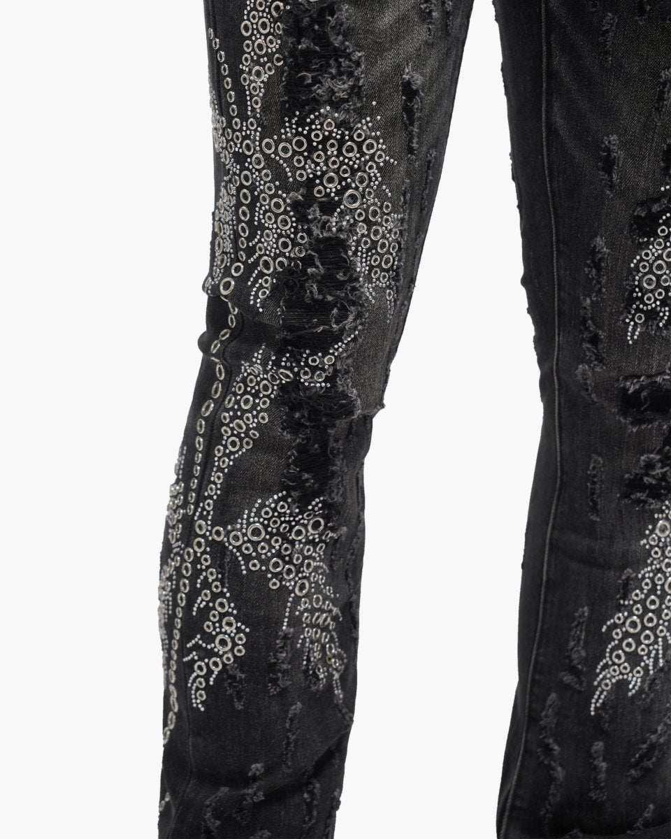 Davenport Black Wash Stacked Jeans - Valabasas