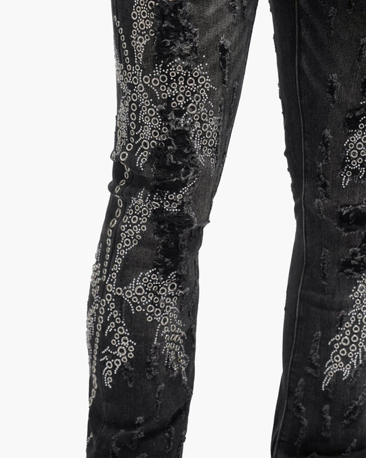 Davenport Black Wash Stacked Jeans - Valabasas