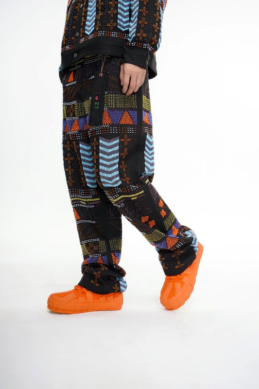 Dedication Black Multi Hand Beaded Pants - Valabasas