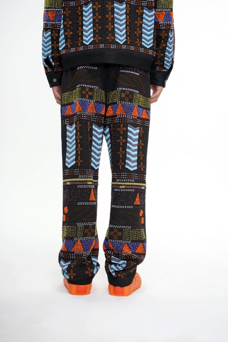 Dedication Black Multi Hand Beaded Pants - Valabasas