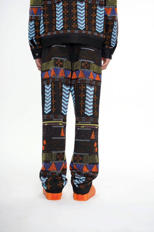 Dedication Black Multi Hand Beaded Pants - Valabasas