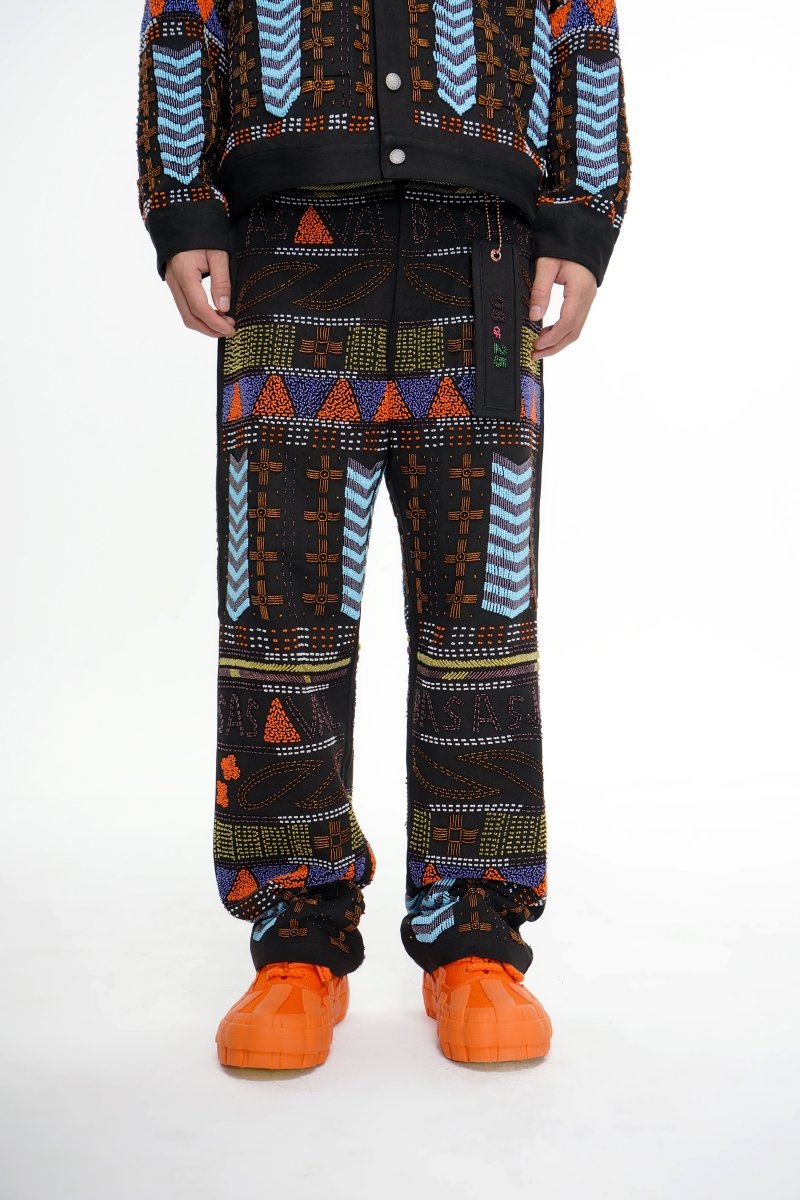 Dedication Black Multi Hand Beaded Pants - Valabasas