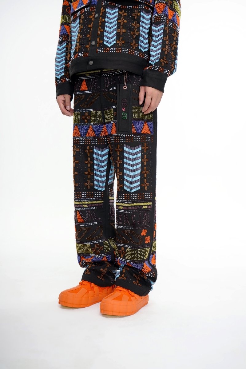 Dedication Black Multi Hand Beaded Pants - Valabasas
