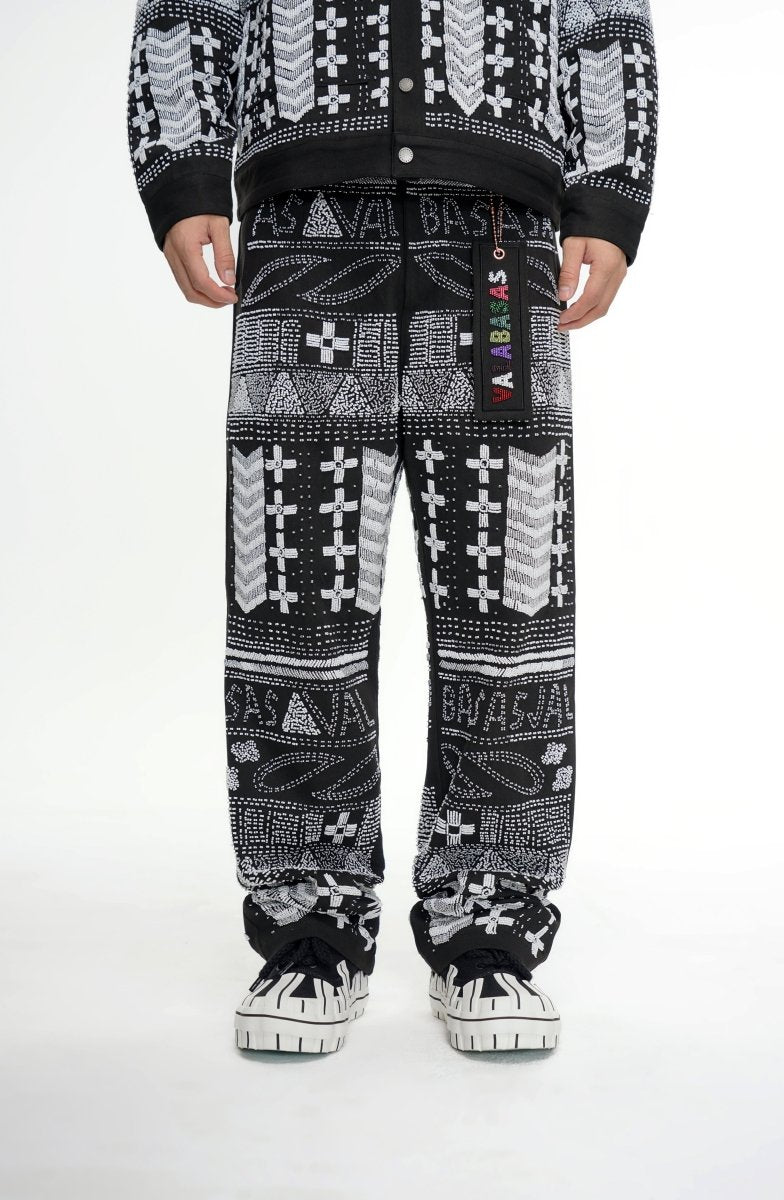 Dedication Grey Multi Hand Beaded Pants - Valabasas