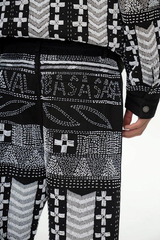 Dedication Grey Multi Hand Beaded Pants - Valabasas