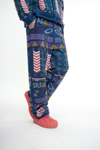 Dedication Navy Hand Beaded Pants - Valabasas