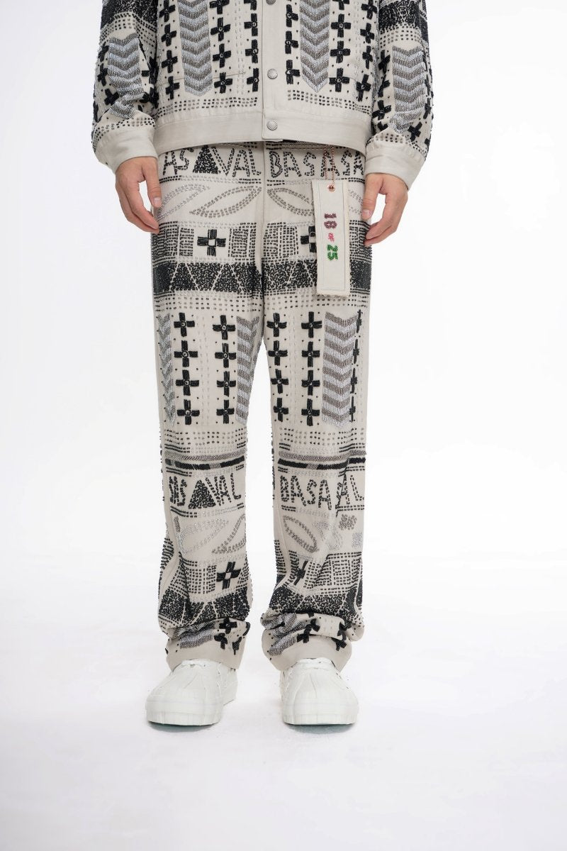 Dedication White Multi Hand Beaded Pants - Valabasas