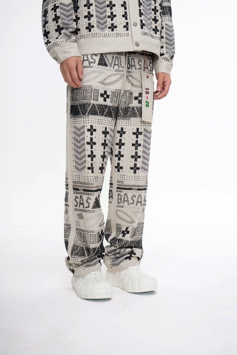 Dedication White Multi Hand Beaded Pants - Valabasas