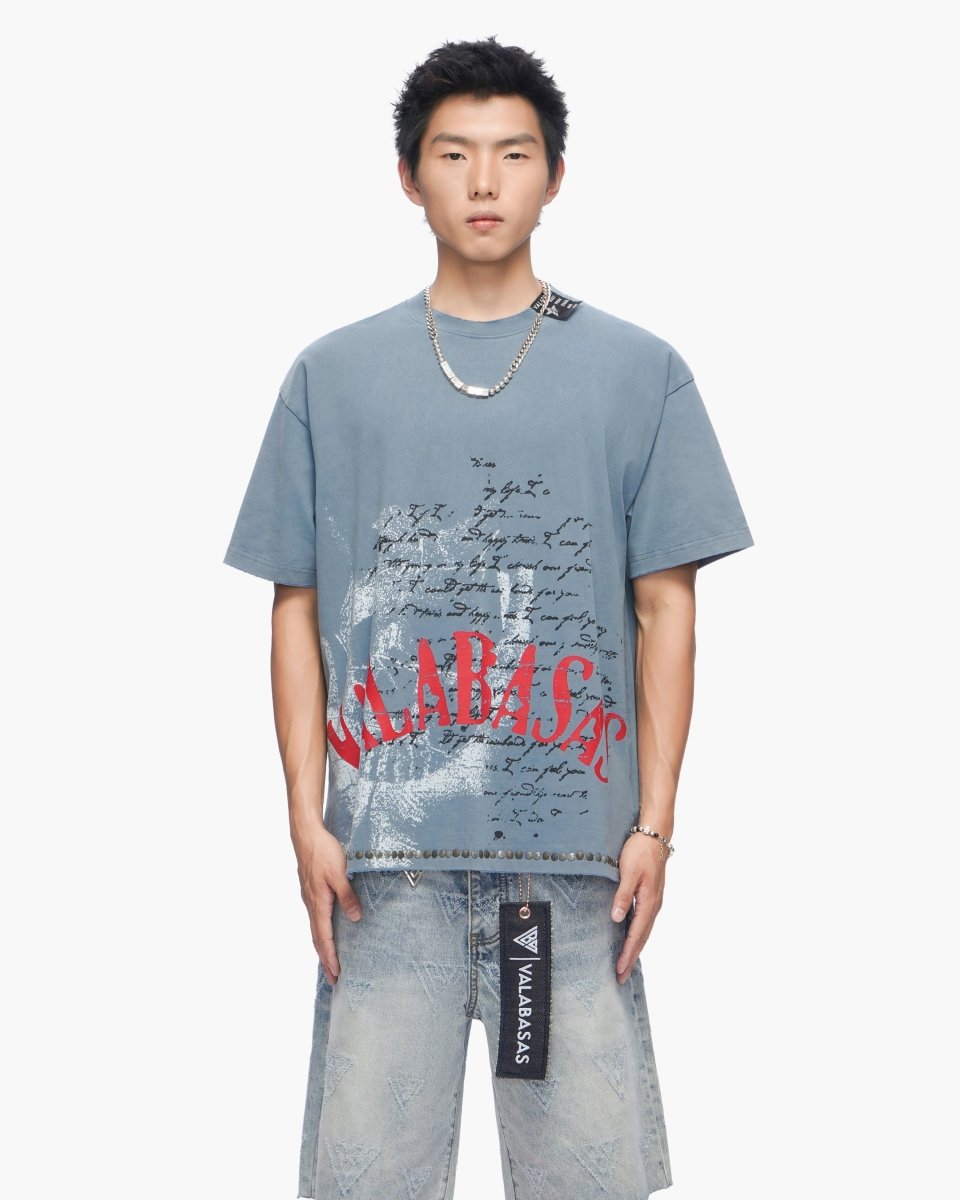 Devilish Lies Vintage Blue Tee - Valabasas