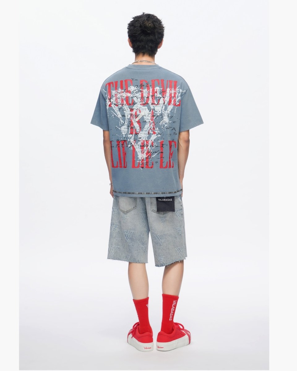 Devilish Lies Vintage Blue Tee - Valabasas