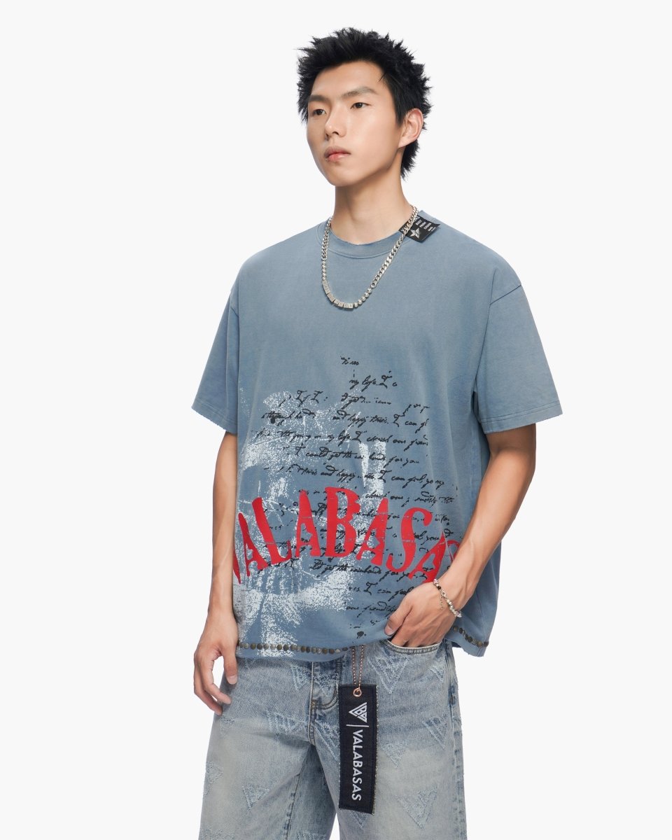 Devilish Lies Vintage Blue Tee - Valabasas