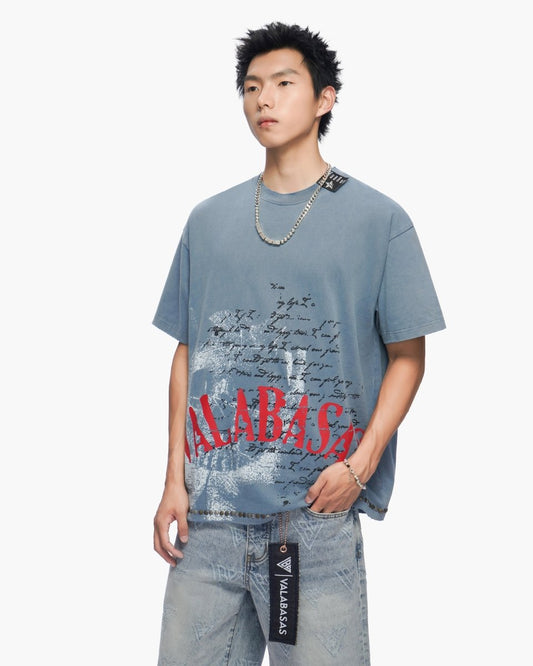 Devilish Lies Vintage Blue Tee - Valabasas