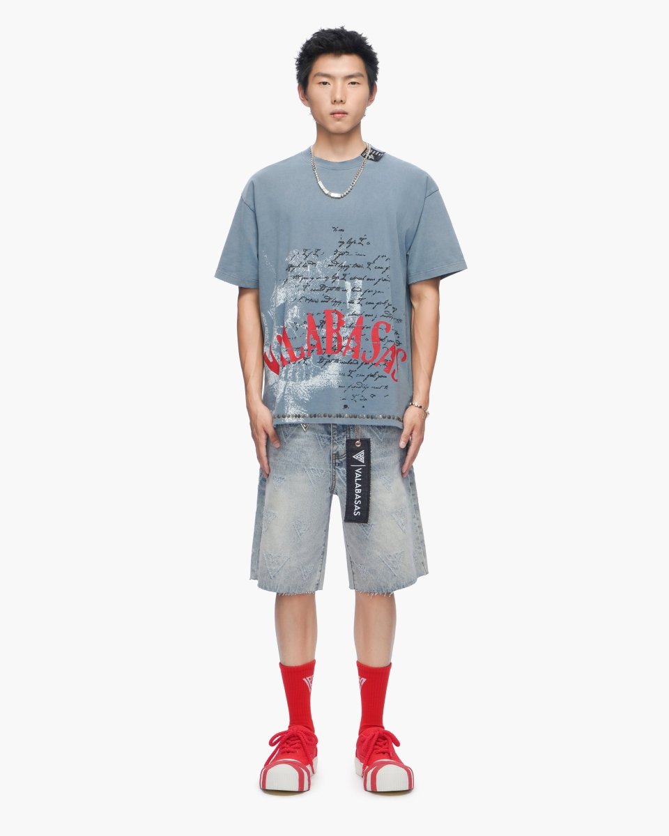 Devilish Lies Vintage Blue Tee - Valabasas