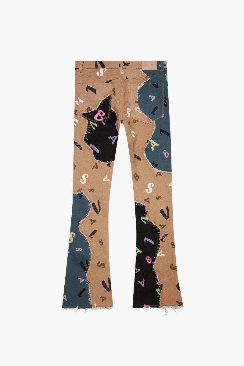 "DISTRACTED" STACKED FLARE JEAN BLUE - KHAKI - Valabasas