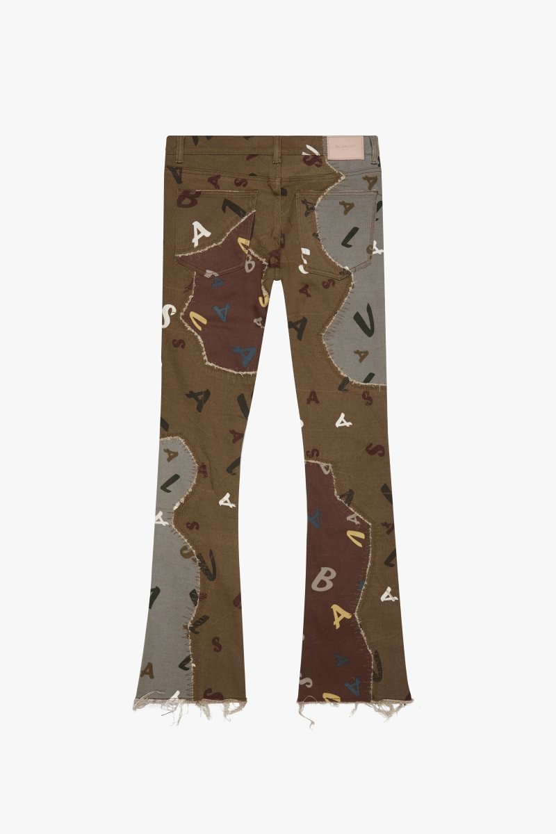 "DISTRACTED" STACKED FLARE JEAN BLUE - OLIVE - Valabasas