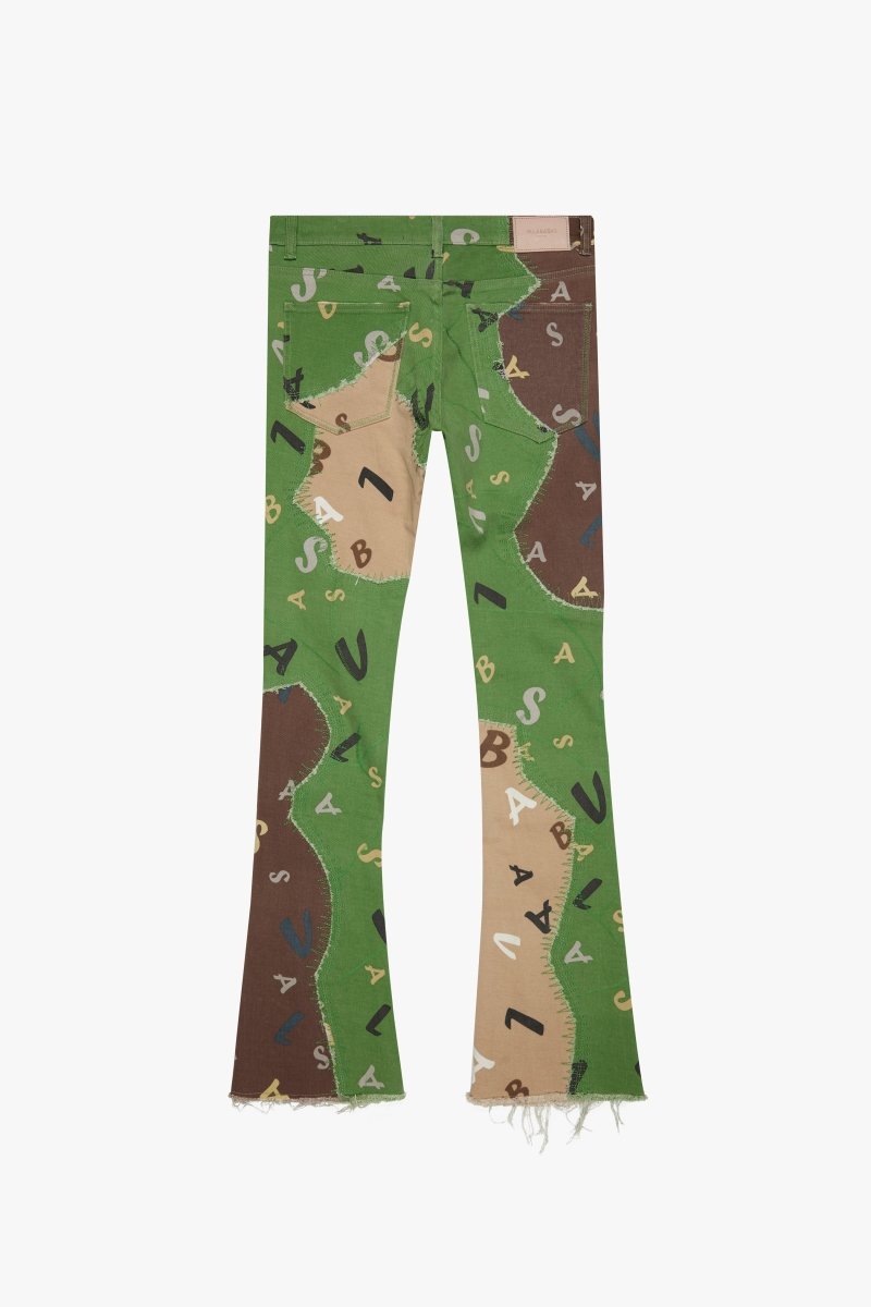 "DISTRACTED" STACKED FLARE JEAN KHAKI - LIME - Valabasas