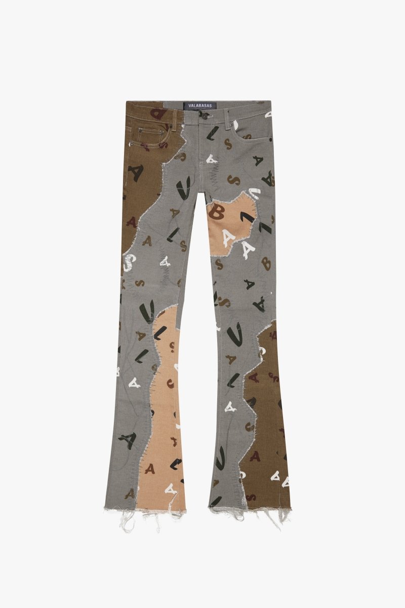 "DISTRACTED" STACKED FLARE JEAN OLIVE - BLU - Valabasas