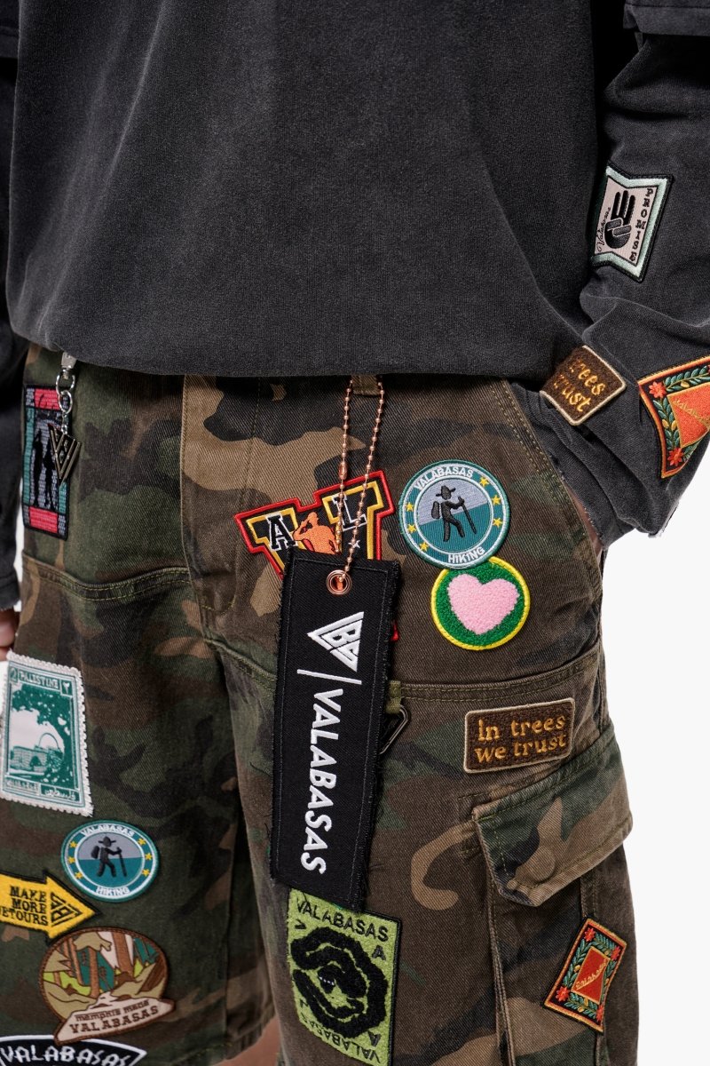District Camo Denim Shorts - Valabasas