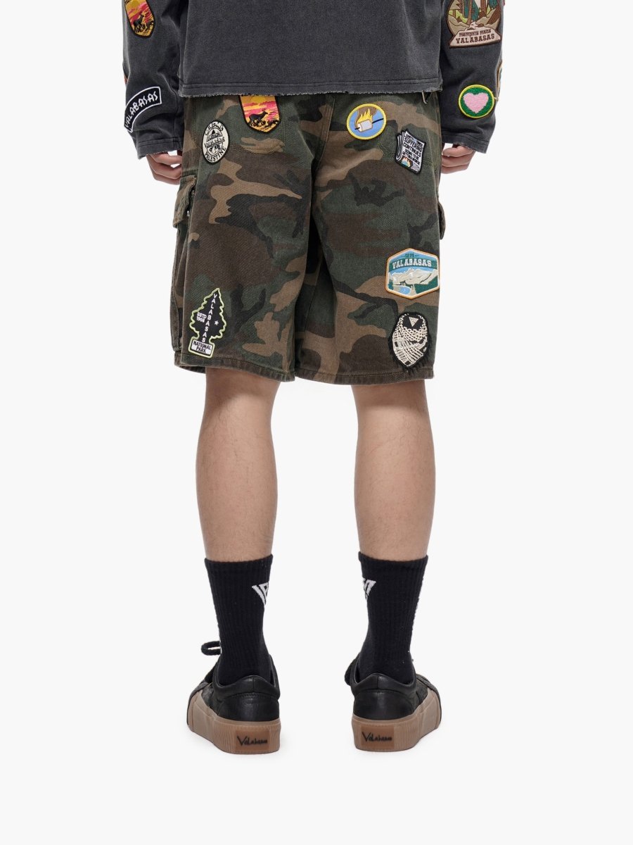 District Camo Denim Shorts - Valabasas