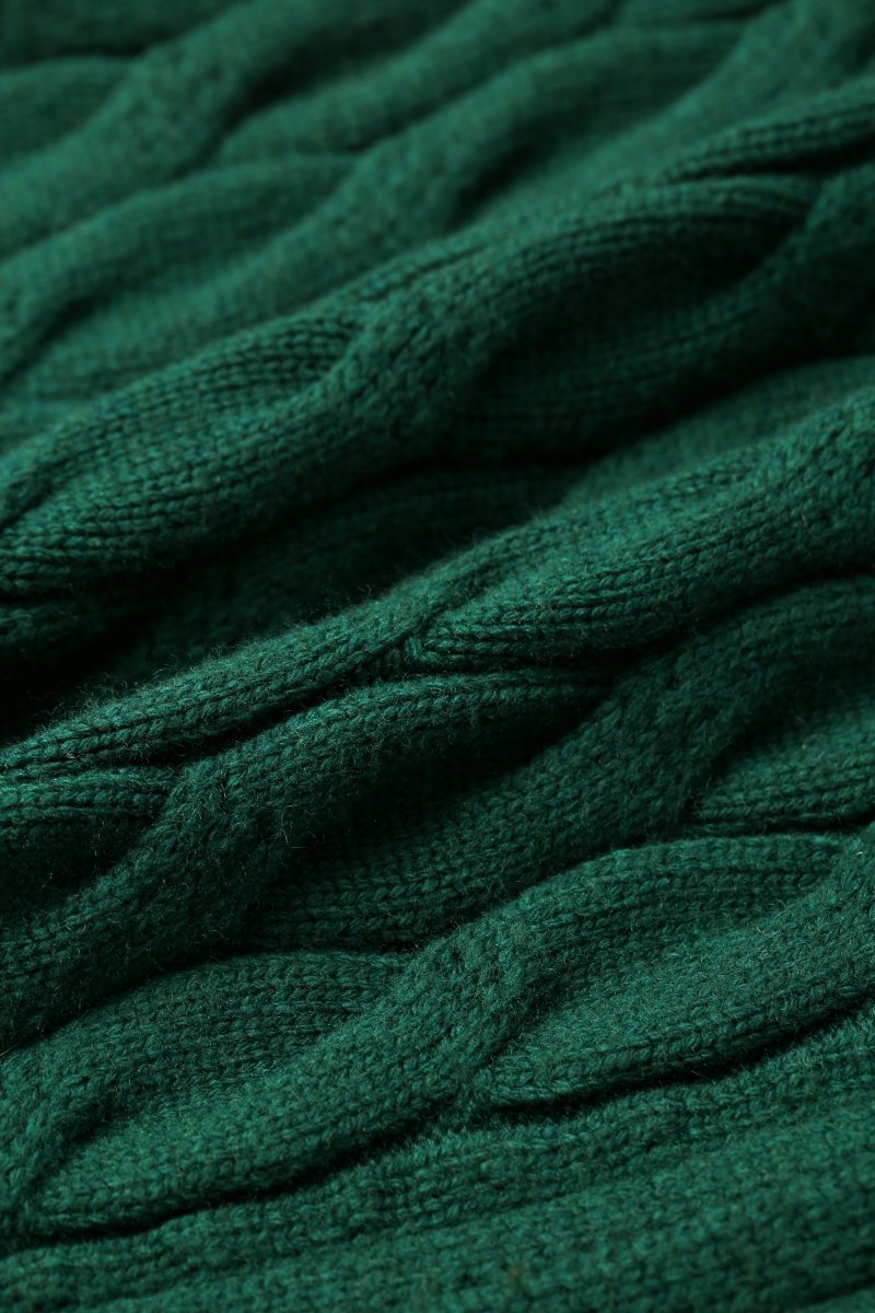 Domus Cable Knit Jacket – Green (Cashmere Blend) - Valabasas