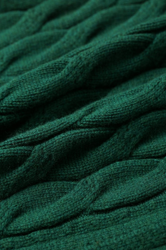 Domus Cable Knit Jacket – Green (Cashmere Blend) - Valabasas