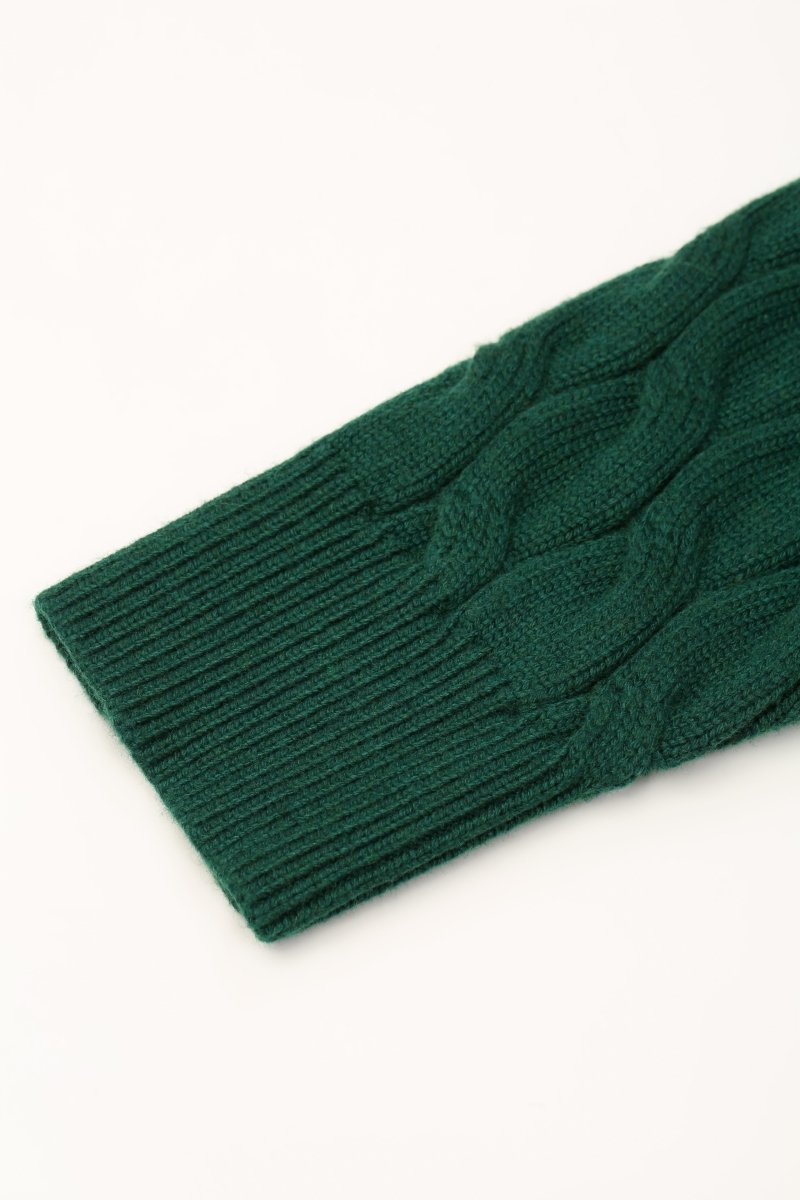 Domus Cable Knit Jacket – Green (Cashmere Blend) - Valabasas