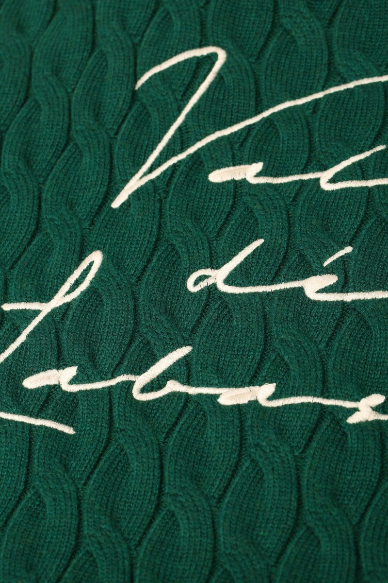 Domus Cable Knit Jacket – Green (Cashmere Blend) - Valabasas