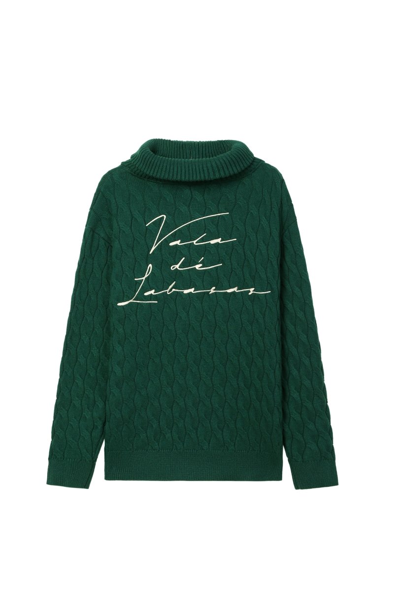Domus Cable Knit Jacket – Green (Cashmere Blend) - Valabasas