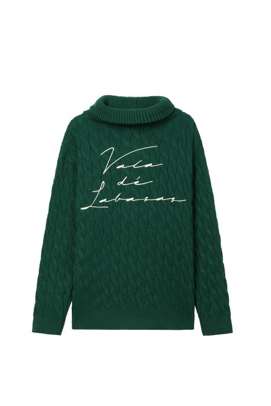 Domus Cable Knit Jacket – Green (Cashmere Blend) - Valabasas