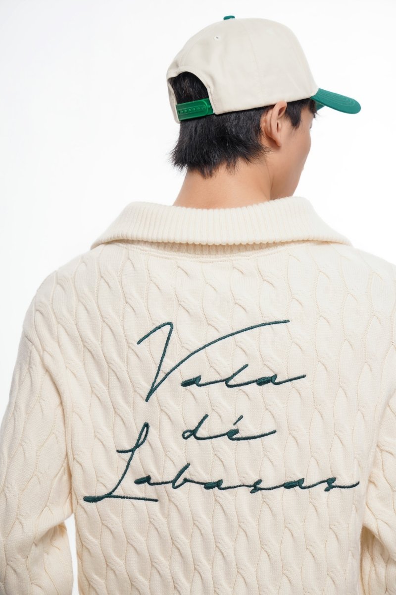 Domus Cable Knit Jacket – Wheat (Cashmere Blend) - Valabasas