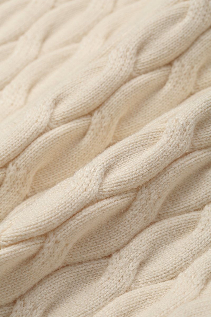 Domus Cable Knit Jacket – Wheat (Cashmere Blend) - Valabasas