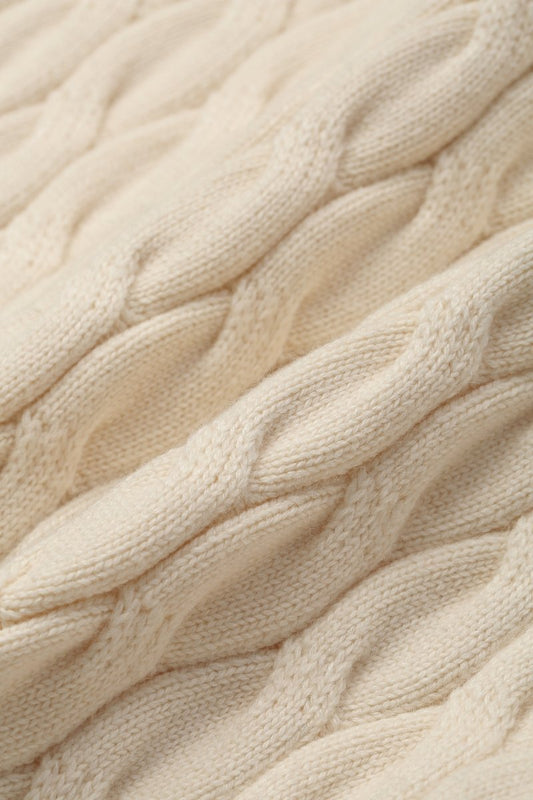 Domus Cable Knit Jacket – Wheat (Cashmere Blend) - Valabasas