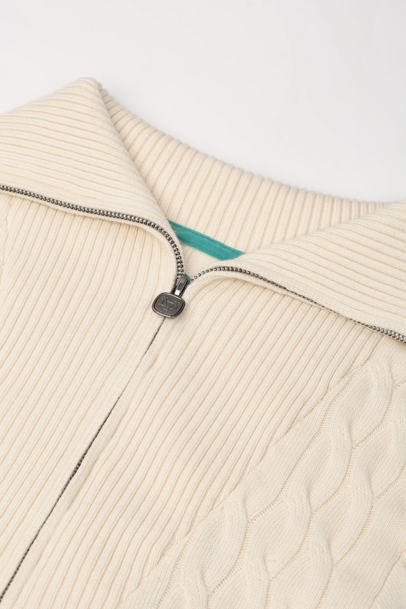 Domus Cable Knit Jacket – Wheat (Cashmere Blend) - Valabasas