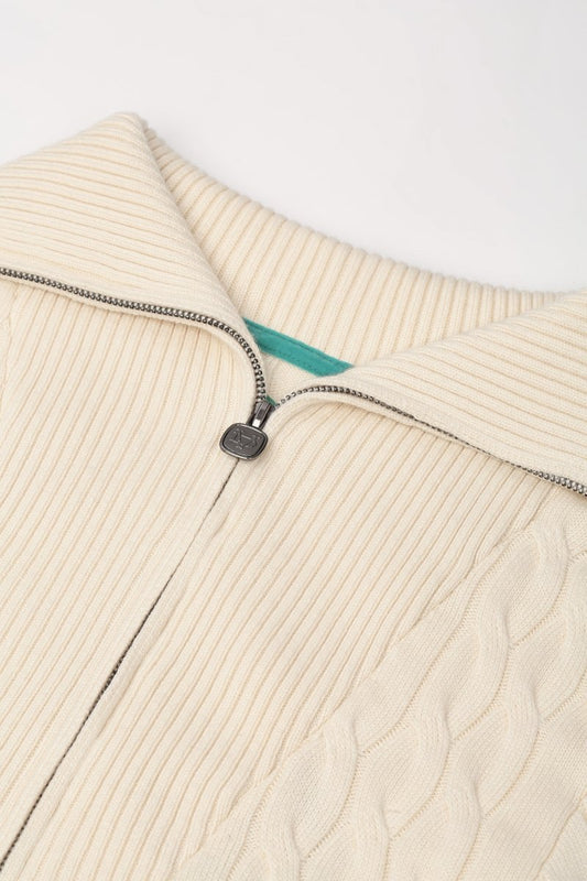 Domus Cable Knit Jacket – Wheat (Cashmere Blend) - Valabasas