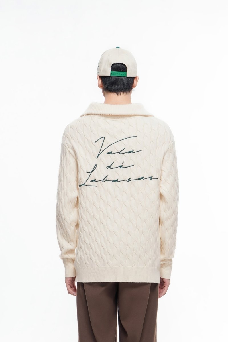 Domus Cable Knit Jacket – Wheat (Cashmere Blend) - Valabasas