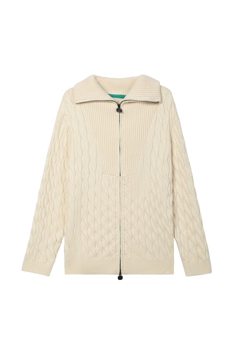 Domus Cable Knit Jacket – Wheat (Cashmere Blend) - Valabasas
