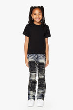 KIDS "DUAL SOLDIER" DENIM STACKED BLACK BLUE