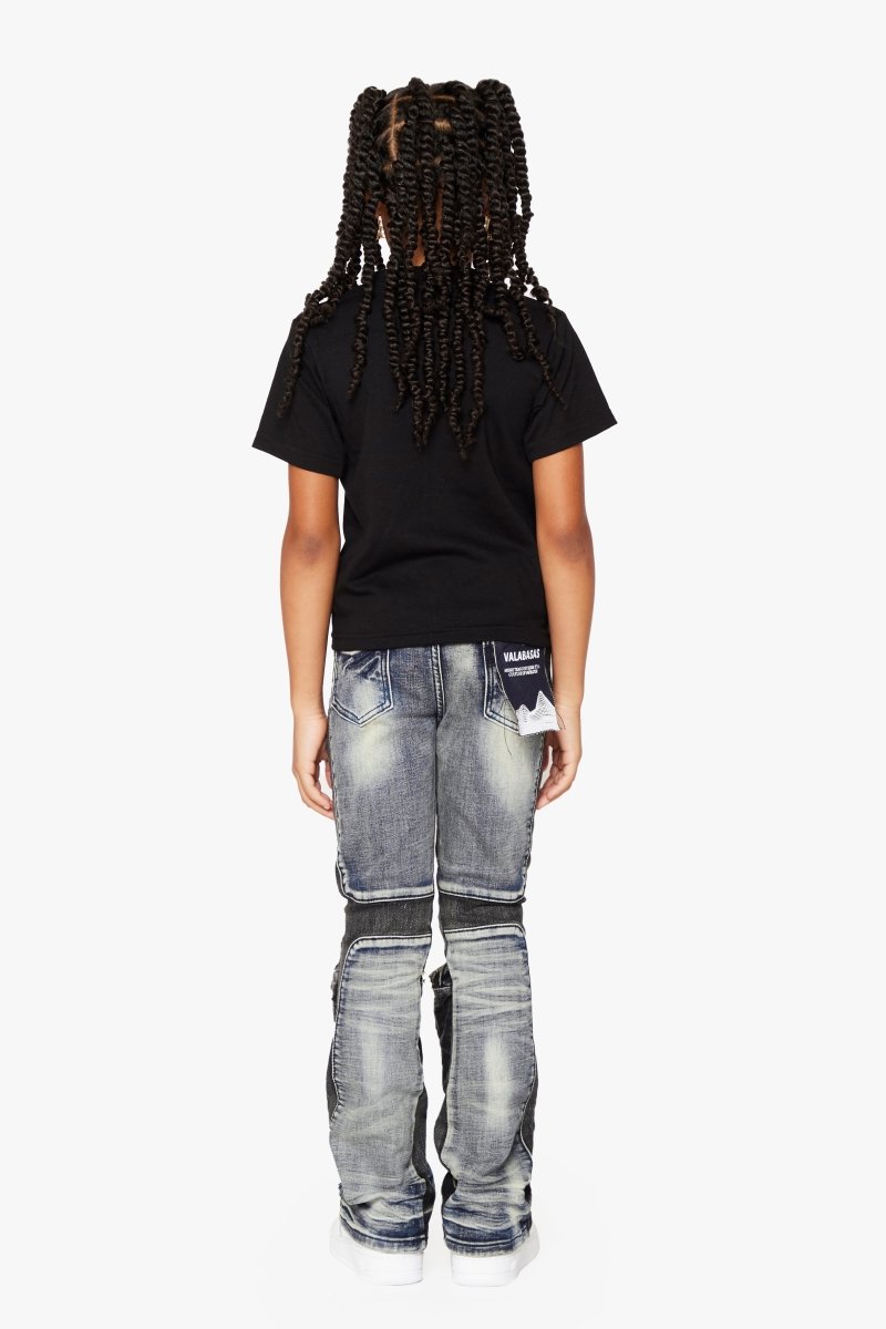 "DUAL SOLDIER” KIDS STACKED FLARE BLUE BLACK WASH - Valabasas
