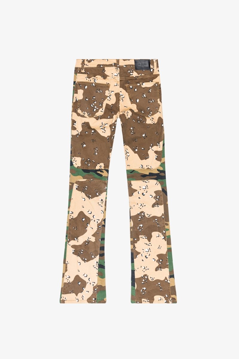 "DUAL SOLDIER" STACKED FLARE JEAN CAMO - Valabasas